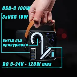 Зарядна станція O2 Project регульований DC 5V-24V USB-C 100W потужний великої ємності 80000 mAh 120W - мініатюра 7