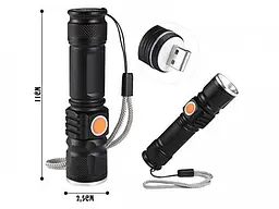Ліхтар ручний POLICE 515-T6 ЗУ USB вбудований акумулятор ремінець zoom