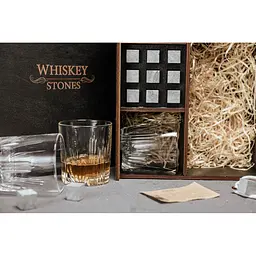 Подарунковий набір Whiskey Stones камені для віскі у дерев'яному пеналі №8 + 4 склянки Bormioli Rocco Selecta + щипці + мішечок - мініатюра 5
