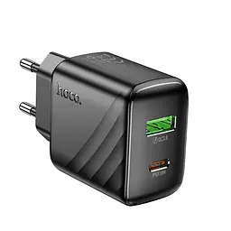 Блок живлення Hoco CS25a 25W зарядний пристрій адаптер 2 порти USB-C + USB-A чорний - мініатюра 2
