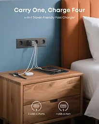 Мережевий зарядний пристрій Anker Charger - 70W, 3xUSB-C PD 3.0 & 1xUSB-A Black (7263069) - мініатюра 3