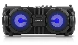 Колонка портативна 2.0 REAL-EL X-737 Black, 2 x 14 Вт, пластиковий корпус, Bluetooth, USB, живлення від акумулятора, 4000 мА * год, керування зверху