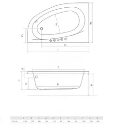 Ванна акрилова Radaway Naxia 170x110 ліва + ніжки + сифон R135L (WA1-33-170x110L) - мініатюра 2