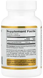 Вітамін C класу USP 1000 мг 60 вегетаріанських капсул California Gold Nutrition Gold C - мініатюра 3