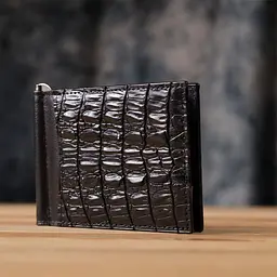 Затискачач з натуральної шкіри крокодила чорний CROCODILE LEATHER 18169 - мініатюра 8