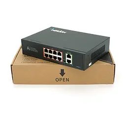POE комутатор Merlion 8 POE 10/100 + 2 RJ45 10/100/1000 + вбудований блок живлення 52V 2.3A - мініатюра 3