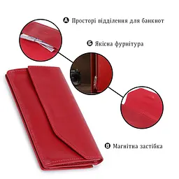 Шкіряне містко жіноче портмоне Grande Pelle 11550 червоний - мініатюра 7