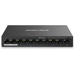 Комутатор Mercusys MS110P 10-портовий 10/100 Мбіт/с 8 портів PoE + 2xLAN 10/100Mbit метал