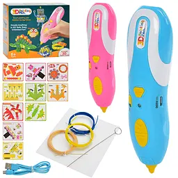 3D ручка, 15 см, тип філаменту (пластик) PCL, USB шнур, картки (В асортименті) - мініатюра 2