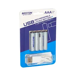 Акумулятор Beston AAA USB Type-C 400mah 1.5V Li-ion * 4 (3AC-18/AA620272) - мініатюра 4