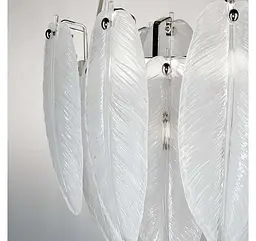 Підвісна люстра скляна Artlight 21824-400CH хромована компактна на 5 ламп E14 з декором у формі пір'я - мініатюра 3