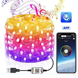 Світлодіодна гірлянда Smart LED «Крапля роси» 10 м з Bluetooth / Wi-Fi RGB керування зі смартфона через застосунок - мініатюра 5