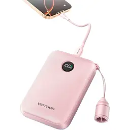 Батарея універсальна Vention 10000mAh, 22.5W, PD, QC, Pink (FKAP0-C) - мініатюра 4