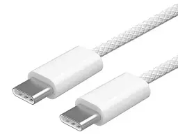 Кабель PD 60W 1 м USB-C ↔ USB-C в тканинному обплітанні Woven для Apple MacBook / iPad / iPhone OEM білий - мініатюра 2
