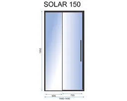 Душові двері Rea Solar black 150 REA-K6360, прозорий, чорний - мініатюра 3