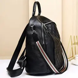 Шкіряний жіночий рюкзак з тисненням 42147 Tiding Bag чорний - мініатюра 3