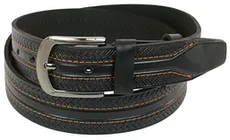 Чоловічий ремінь Skipper 1056-40 під джинси натуральна шкіра 4 см Чорний - мініатюра 3