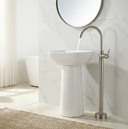 Змішувач для умивальника Rea Lungo підлоговий nickel brushed REA-B4305 - мініатюра 6