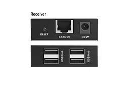 Подовжувач Digitus USB 2.0, для використання з кабелем Cat6, до 150 м, 4 х USB-A, чорний - мініатюра 3