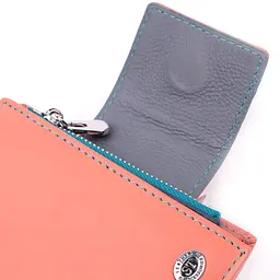 Гаманець з натуральної шкіри для жінок з цікавою монетницею ST Leather 19447 помаранчевий - мініатюра 6