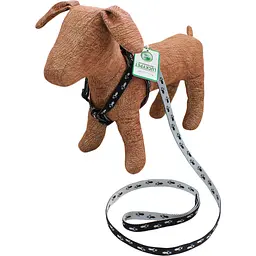 Комплект капроновий Lucky Pet Лапки: шлея 24-28х38-46х1 см + повідець, чорно-сірий - мініатюра 2