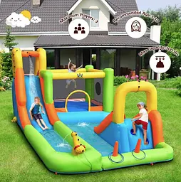 Надувний водний дитячий центр Costway Park Bounce House з гіркою (без вентилятора) - мініатюра 2