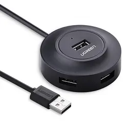 USB-хаб (концентратор/розгалужувач) Ugreen CR106 USB 2.0 Hub 4 порти 1m чорний (20277) UGR-20277