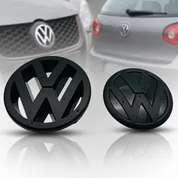 Емблеми передня та задня Volkswagen Golf V (MK5) Ø 125 та Ø110 мм пластик Чорні матові 2 шт - мініатюра 2