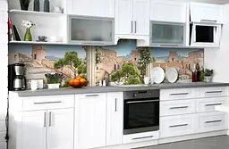 Вініловий кухонний фартух Замок в Пустелі наклейка для кухні Архітектура Бежевий Happy Pocket Z181655 - мініатюра 5