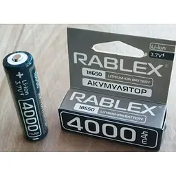 Літій-іонний акумулятор із захистом Rablex 18650 4000 mAh (Li-ion) 3.7 V Original - мініатюра 7