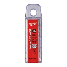 Свердло по металу THUNDERWEB HSS-G MILWAUKEE DIN338, діаметр 2,0x49х24мм, (10шт), пластикова коробка