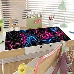 Килимок для миші та клавіатури "Neon Lines" 80×30 см, Чорний - мініатюра 2