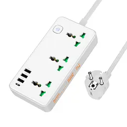 Подовжувач мережевий HOCO AC7A Storm 3-position socket 3USB і 1Type-C 17W білий