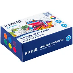Фарби акрилові Kite Creative 6 неонових кольорів по 20 мл (K-274)