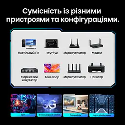 Патч-корд Ethernet Cat8 Vention 3 м LAN-кабель RJ45 8P8C теоретична швидкість передавання до 40 Гбіт/с подвійне екранування S/FTP для зменшення перешкод гнучка оболонка з ПВХ смуга пропускання 2000 МГц чорний (IKRBI) - мініатюра 11