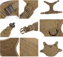 Шлейка для собак Harness K9 Long, металева пряжка фастекс і система MOLLE, М, Камуфляж - мініатюра 4