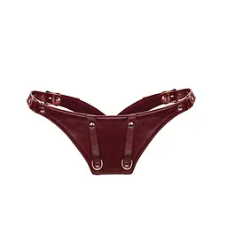 Шкіряні трусики для вібратора Liebe Seele Wine Red Forced Orgasm Strop - мініатюра 3