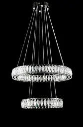 Підвісна світлодіодна люстра Splendid Ray L8015/400+600/2 LED (CH+clear) для вітальні, спальні та зали, 2 кільця, хром, 40-60 см - мініатюра 2