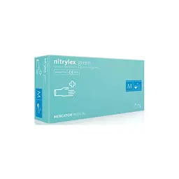 Рукавички нітрілові Mercator Nitrylex Green оглядові нестерильні неопудрені зелені М 50 пар - мініатюра 2
