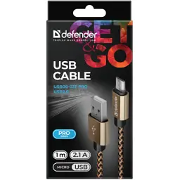 Дата кабель USB 2.0 AM to Micro 5P 1.0m USB08-03T gold Defender (87800) - мініатюра 4