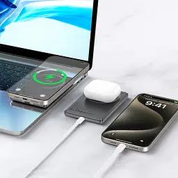Зовнішній акумулятор Borofone BJ50 5000mAh 20W магнітний з функцією бездротової зарядки сірий - мініатюра 6