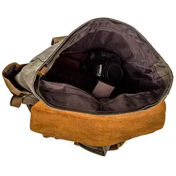 Зручний рюкзак з кишенями canvas 20111 Vintage сірий-коричневий - мініатюра 4