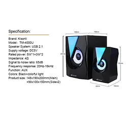 Компьютерные колонки 2.1 Kisonli TM4000U, Bluetooth, AUX, 5W+2x3W - мініатюра 8