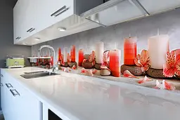 Кухонний фартух самоклеючий Ніжні свічки і квіти наклейка ПВХ релакс червоний 60х200 см Happy Pocket Z180396