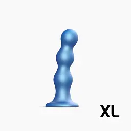 Насадка для страпону Strap-On-Me Dildo Plug Balls Blue Metallic XL - мініатюра 2