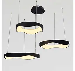 Світлодіодна люстра підвісна Artlight 2460/42+52+62BK з трьома хвилеподібними кільцями, 200W - мініатюра 3