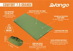 Килимок самонадувний Vango Comfort 7.5 Grande Herbal (SMQCOMFORH09M1K) - мініатюра 5