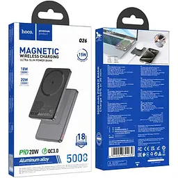 Зовнішній акумулятор Hoco Q26 Joy MagSafe 5000 mAh 20W Metal Gray [117331] - мініатюра 6