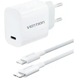 Зарядний пристрій Vention 30W 1×USB-C з кабелем USB-C M-M White (G18W0-EU)