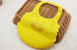 Силіконовий слинявчик з кишенею Kiddy Жовтий Котик 02676 - мініатюра 3